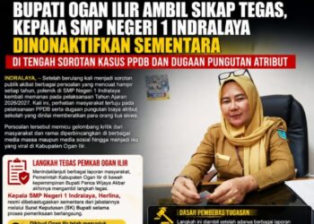 Bupati Ogan Ilir Ambil Sikap Tegas, Kepala SMP Negeri 1 Indralaya Dinonaktifkan Sementara di Tengah Sorotan Kasus PPDB dan Dugaan Pungutan Atribut