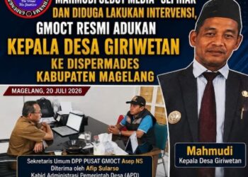 Mahmudi Sebut Media “Sepihak” dan Diduga Cawe-Cawe Intervensi,  GMOCT Resmi Laporkan Kades Giriwetan Tersebut ke Dispermades Kab. Magelang