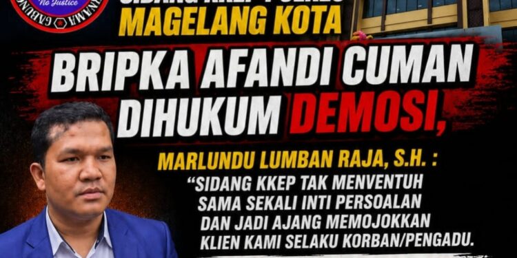 Bripka Afandi Dihukum Demosi, Marlundu Lumban Raja S.H., Sebut Majelis Tak Kejar Kebenaran Material, Kami Lanjutkan ke KPK