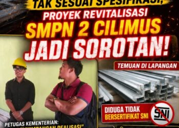 Diduga Gunakan Baja Ringan Tak Sesuai Spesifikasi, Proyek Revitalisasi SMPN 2 Cilimus Jadi Sorotan!