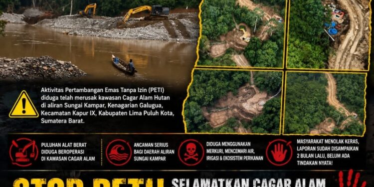 Tambang Emas Ilegal Merambah Cagar Alam di Sungai Kampar, GMOCT Minta Penegak Hukum Bertindak Tegas