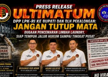 Ultimatum DPP LPK-RI kepada Bupati dan DLH Pekalongan: Jangan Tutup Mata Dugaan Pencemaran Limbah Laundry, Siap Tempuh Jalur Hukum Sampai Tingkat Pusat
