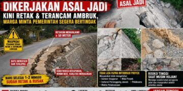 Proyek Penahan Tebing Jalan Provinsi Tanjung Bulan Diduga Dikerjakan Asal Jadi, Kini Retak & Terancam Ambruk!