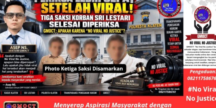 Periksa Lebih Cepat Setelah Viral: Tiga Saksi Korban Sri Lestari Selesai Diperiksa, GMOCT: Apakah Karena “No Viral No Justice”?