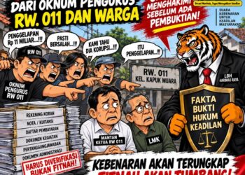 Tuduhan Penggelapan Kas RW 011 Rp 11 Miliar Dipertanyakan, LBH Harimau Raya, Tunjukkan Bukti, Bukan Opini