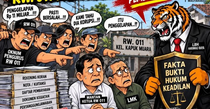 Tuduhan Penggelapan Kas RW 011 Rp 11 Miliar Dipertanyakan, LBH Harimau Raya, Tunjukkan Bukti, Bukan Opini