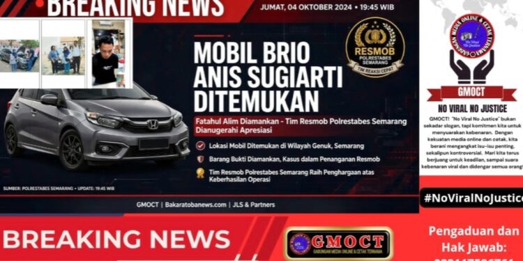 Mobil Brio Milik Anis Sugiarti Ditemukan, Fatahul Alim Diamankan – Tim Resmob Polrestabes Semarang Dianugerahi Apresiasi