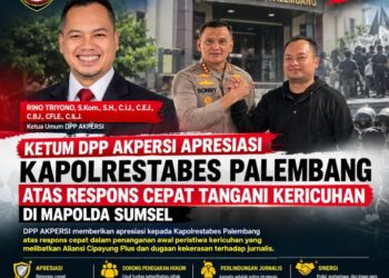 Ketum AKPERSI Apresiasi Kapolrestabes Palembang atas Respons Cepat Tangani Kericuhan Di Mapolda Sumsel